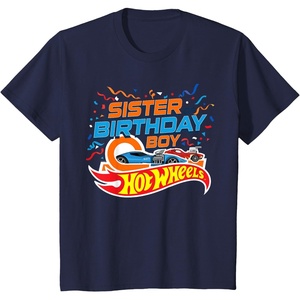 image:imageKids Hot Wheels Birthday Confetti Sister of Birthday Boy TShirtNavy Blue