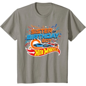 image:imageKids Hot Wheels Birthday Confetti Sister of Birthday Boy TShirtSlate Grey