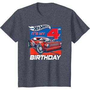 image:imageKids Hot Wheels Its My 4th Birthday TShirtHeather Blue