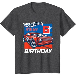 image:imageKids Hot Wheels Its My 6th Birthday TShirtDark Heather Grey