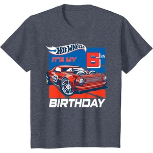 image:imageKids Hot Wheels Its My 6th Birthday TShirtHeather Blue