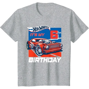 image:imageKids Hot Wheels Its My 6th Birthday TShirtHeather Grey