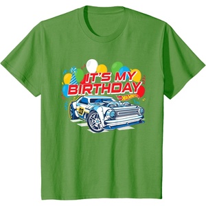 image:imageKids Hot Wheels Its My Birthday Balloons and Confetti TShirtGrass Green