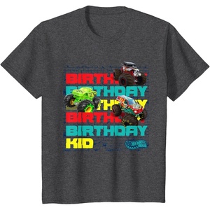 image:imageKids Hot Wheels Monster Trucks  Birthday Kid Crash Zone TShirtDark Heather Grey