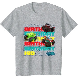 image:imageKids Hot Wheels Monster Trucks  Birthday Kid Crash Zone TShirtHeather Grey