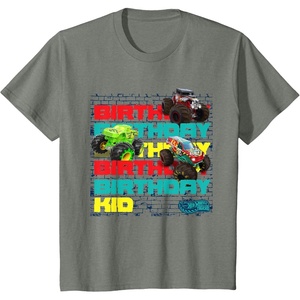 image:imageKids Hot Wheels Monster Trucks  Birthday Kid Crash Zone TShirtOlive Heather