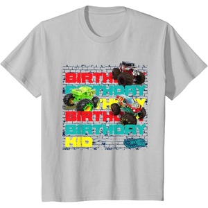 image:imageKids Hot Wheels Monster Trucks  Birthday Kid Crash Zone TShirtSilver Grey