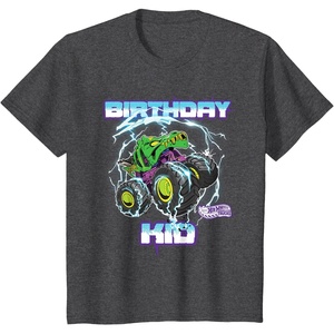 image:imageKids Hot Wheels Monster Trucks  Birthday Kid TShirtDark Heather Grey