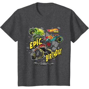 image:imageKids Hot Wheels Monster Trucks  Epic Birthday TShirtDark Heather Grey