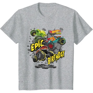 image:imageKids Hot Wheels Monster Trucks  Epic Birthday TShirtHeather Grey