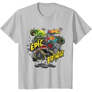 image:imageKids Hot Wheels Monster Trucks  Epic Birthday TShirtSilver Grey