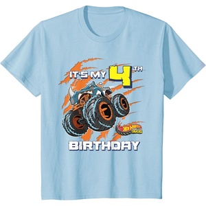 image:imageKids Hot Wheels Monster Trucks  Its My 4th Birthday TShirtBaby Blue