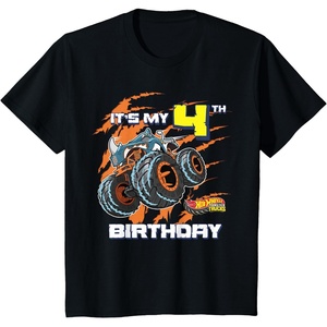 image:imageKids Hot Wheels Monster Trucks  Its My 4th Birthday TShirtBlack
