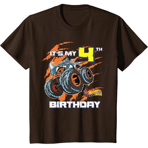 image:imageKids Hot Wheels Monster Trucks  Its My 4th Birthday TShirtBrown