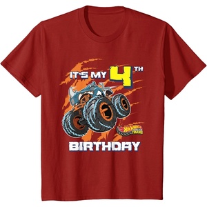 image:imageKids Hot Wheels Monster Trucks  Its My 4th Birthday TShirtCranberry Red