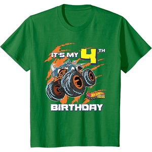 image:imageKids Hot Wheels Monster Trucks  Its My 4th Birthday TShirtKelly Green