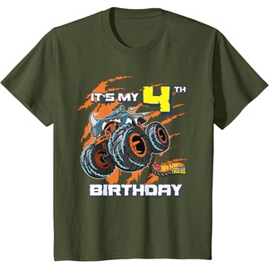 image:imageKids Hot Wheels Monster Trucks  Its My 4th Birthday TShirtOlive Green