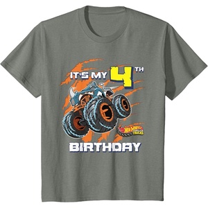 image:imageKids Hot Wheels Monster Trucks  Its My 4th Birthday TShirtOlive Heather