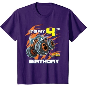 image:imageKids Hot Wheels Monster Trucks  Its My 4th Birthday TShirtPurple
