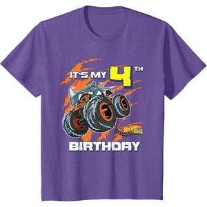 image:imageKids Hot Wheels Monster Trucks  Its My 4th Birthday TShirtPurple Heather