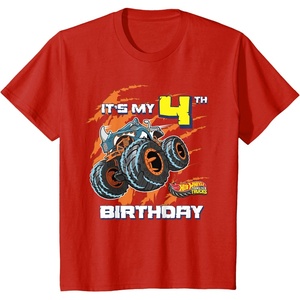 image:imageKids Hot Wheels Monster Trucks  Its My 4th Birthday TShirtRed