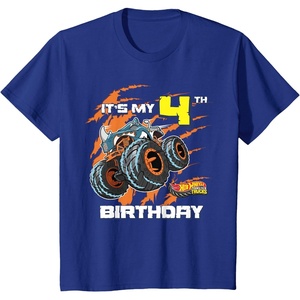 image:imageKids Hot Wheels Monster Trucks  Its My 4th Birthday TShirtRoyal Blue
