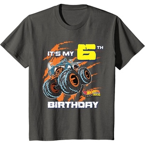 image:imageKids Hot Wheels Monster Trucks  Its My 6th Birthday TShirtAsphalt Grey