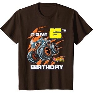 image:imageKids Hot Wheels Monster Trucks  Its My 6th Birthday TShirtBrown
