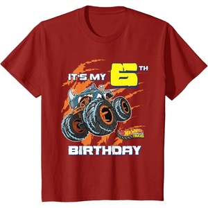 image:imageKids Hot Wheels Monster Trucks  Its My 6th Birthday TShirtCranberry Red