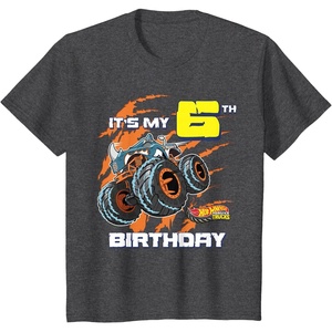 image:imageKids Hot Wheels Monster Trucks  Its My 6th Birthday TShirtDark Heather Grey
