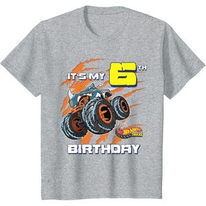 image:imageKids Hot Wheels Monster Trucks  Its My 6th Birthday TShirtHeather Grey
