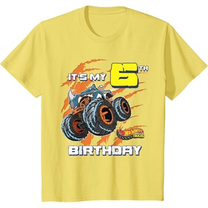 image:imageKids Hot Wheels Monster Trucks  Its My 6th Birthday TShirtLemon Yellow