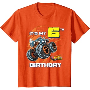 image:imageKids Hot Wheels Monster Trucks  Its My 6th Birthday TShirtOrange