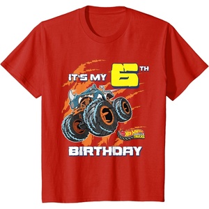 image:imageKids Hot Wheels Monster Trucks  Its My 6th Birthday TShirtRed