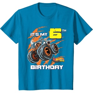 image:imageKids Hot Wheels Monster Trucks  Its My 6th Birthday TShirtSapphire Blue