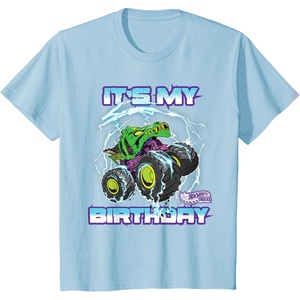 image:imageKids Hot Wheels Monster Trucks  Its My Birthday Epic Crushing TShirtBaby Blue