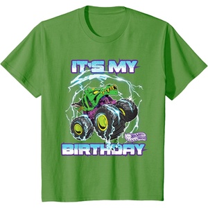 image:imageKids Hot Wheels Monster Trucks  Its My Birthday Epic Crushing TShirtGrass Green