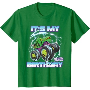 image:imageKids Hot Wheels Monster Trucks  Its My Birthday Epic Crushing TShirtKelly Green