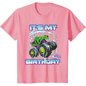 image:imageKids Hot Wheels Monster Trucks  Its My Birthday Epic Crushing TShirtPink