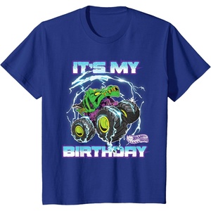 image:imageKids Hot Wheels Monster Trucks  Its My Birthday Epic Crushing TShirtRoyal Blue