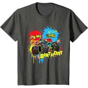 image:imageKids Hot Wheels Monster Trucks  Its My Birthday Paint Splatter TShirtAsphalt Grey