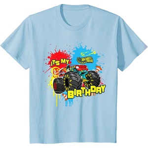 image:imageKids Hot Wheels Monster Trucks  Its My Birthday Paint Splatter TShirtBaby Blue