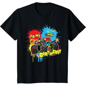 image:imageKids Hot Wheels Monster Trucks  Its My Birthday Paint Splatter TShirtBlack