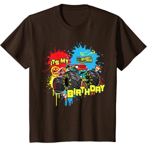 image:imageKids Hot Wheels Monster Trucks  Its My Birthday Paint Splatter TShirtBrown