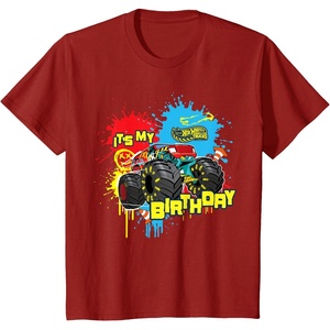 image:imageKids Hot Wheels Monster Trucks  Its My Birthday Paint Splatter TShirtCranberry Red