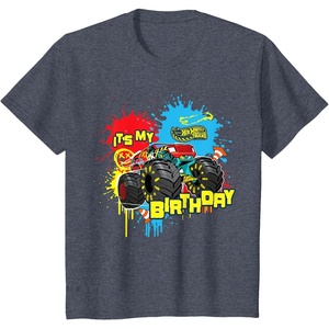 image:imageKids Hot Wheels Monster Trucks  Its My Birthday Paint Splatter TShirtHeather Blue