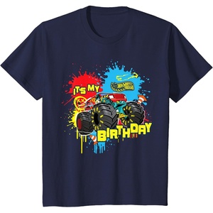 image:imageKids Hot Wheels Monster Trucks  Its My Birthday Paint Splatter TShirtNavy Blue