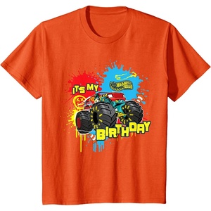 image:imageKids Hot Wheels Monster Trucks  Its My Birthday Paint Splatter TShirtOrange