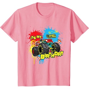 image:imageKids Hot Wheels Monster Trucks  Its My Birthday Paint Splatter TShirtPink