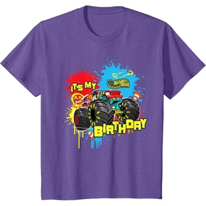 image:imageKids Hot Wheels Monster Trucks  Its My Birthday Paint Splatter TShirtPurple Heather